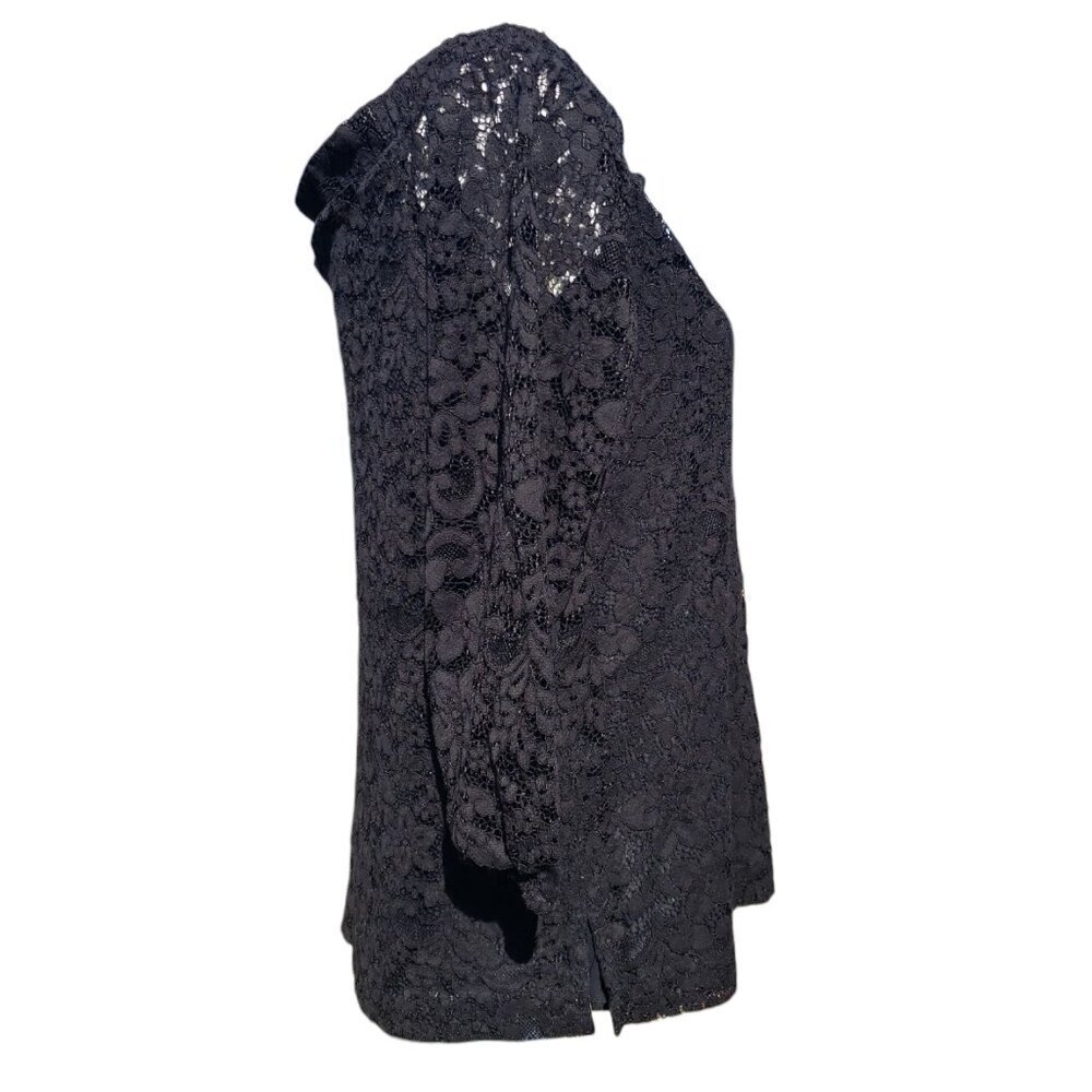 Ann Taylor Womens 3/4 Length Sleeve Black Lace Blouse Medium - Picture 2 of 6